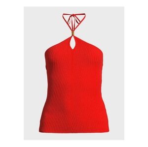 Sofia Jeans Ribbed Halter Top with Tie Keyhole, New